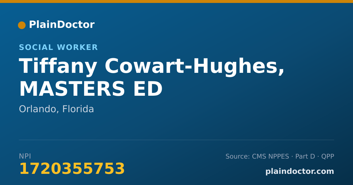 Shareable card for Tiffany Cowart-Hughes, MASTERS ED - Social Worker, Orlando, FL
