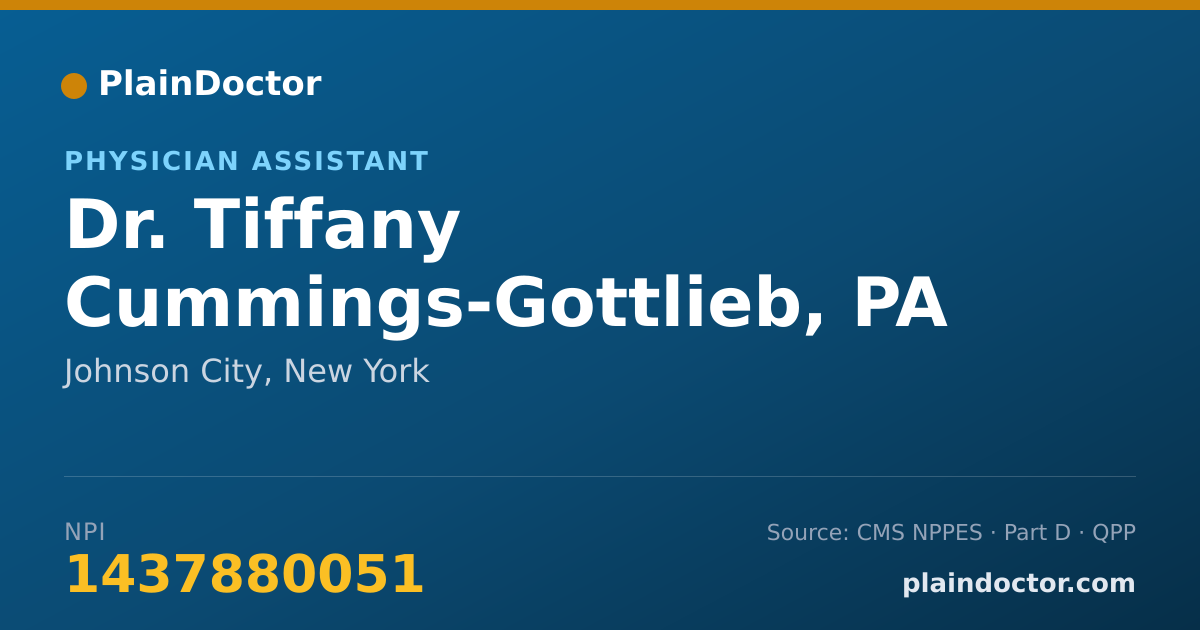 Shareable card for Tiffany Cummings-Gottlieb, PA - Physician Assistant, Johnson City, NY