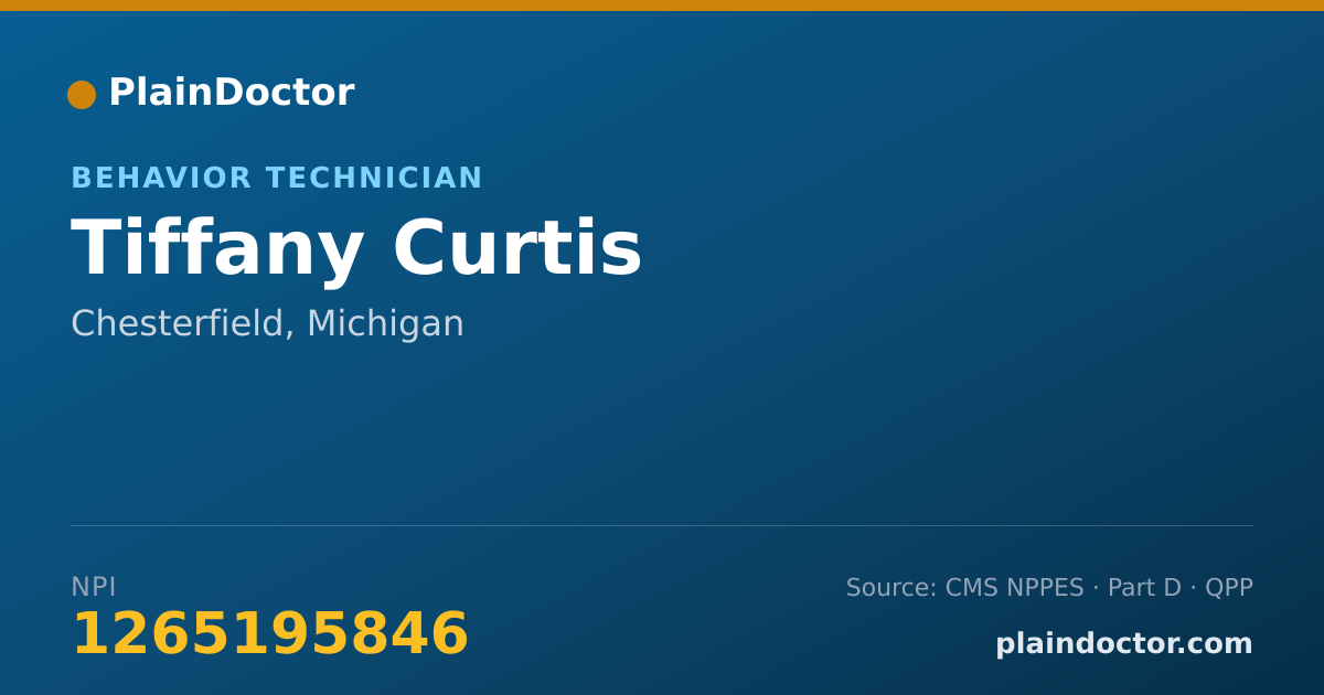 Shareable card for Tiffany Curtis - Behavior Technician, Chesterfield, MI