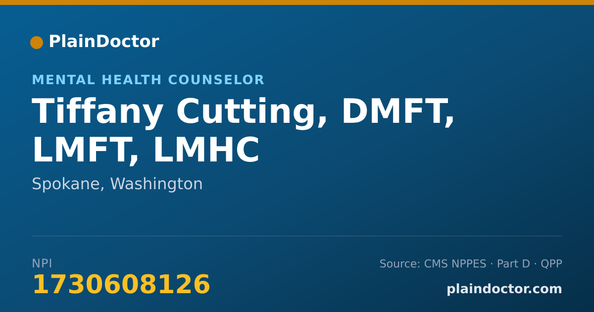 Shareable card for Tiffany Cutting, DMFT, LMFT, LMHC - Mental Health Counselor, Spokane, WA