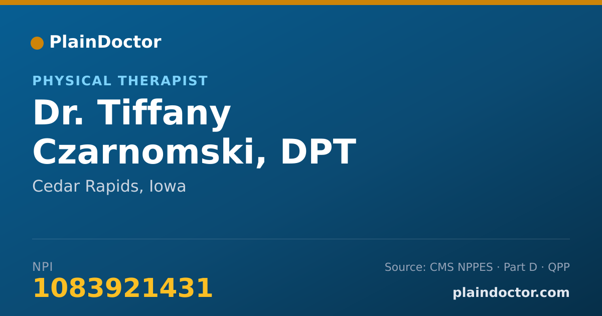 Shareable card for Tiffany Czarnomski, DPT - Physical Therapist, Cedar Rapids, IA