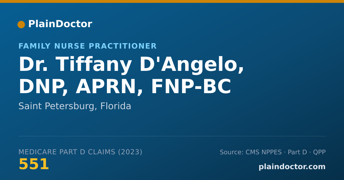 Shareable card for Tiffany D'Angelo, DNP, APRN, FNP-BC - Family Nurse Practitioner, Saint Petersburg, FL