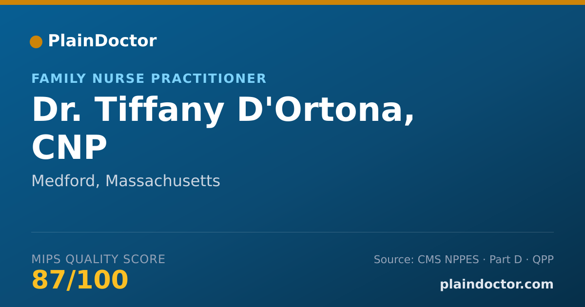 Shareable card for Tiffany D'Ortona, CNP - Family Nurse Practitioner, Medford, MA
