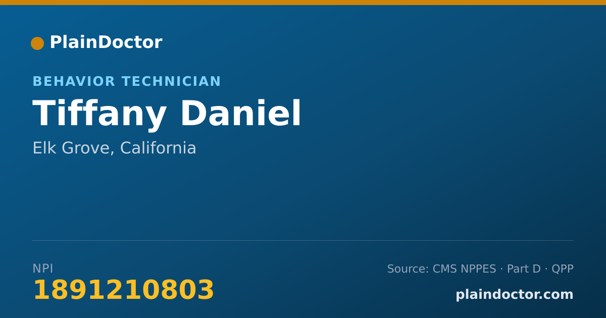 Shareable card for Tiffany Daniel - Behavior Technician, Elk Grove, CA