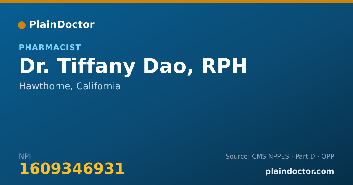 Shareable card for Tiffany Dao, RPH - Pharmacist, Hawthorne, CA