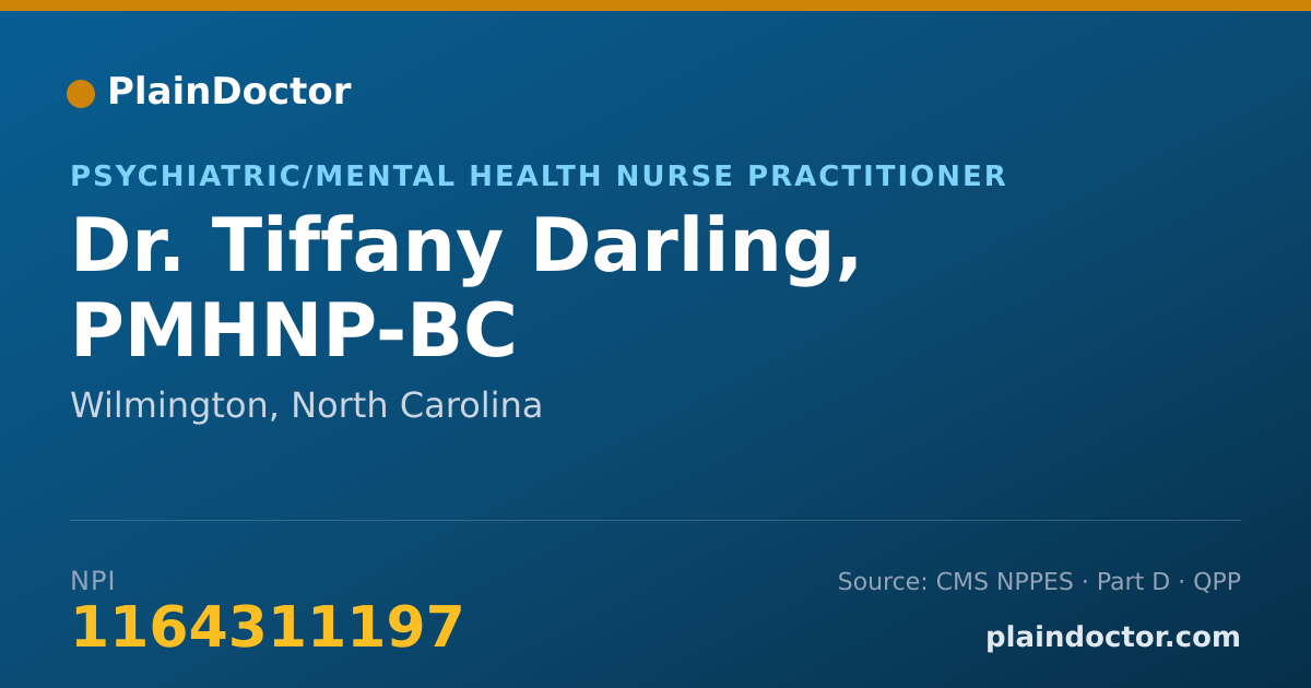 Shareable card for Tiffany Darling, PMHNP-BC - Psychiatric/Mental Health Nurse Practitioner, Wilmington, NC