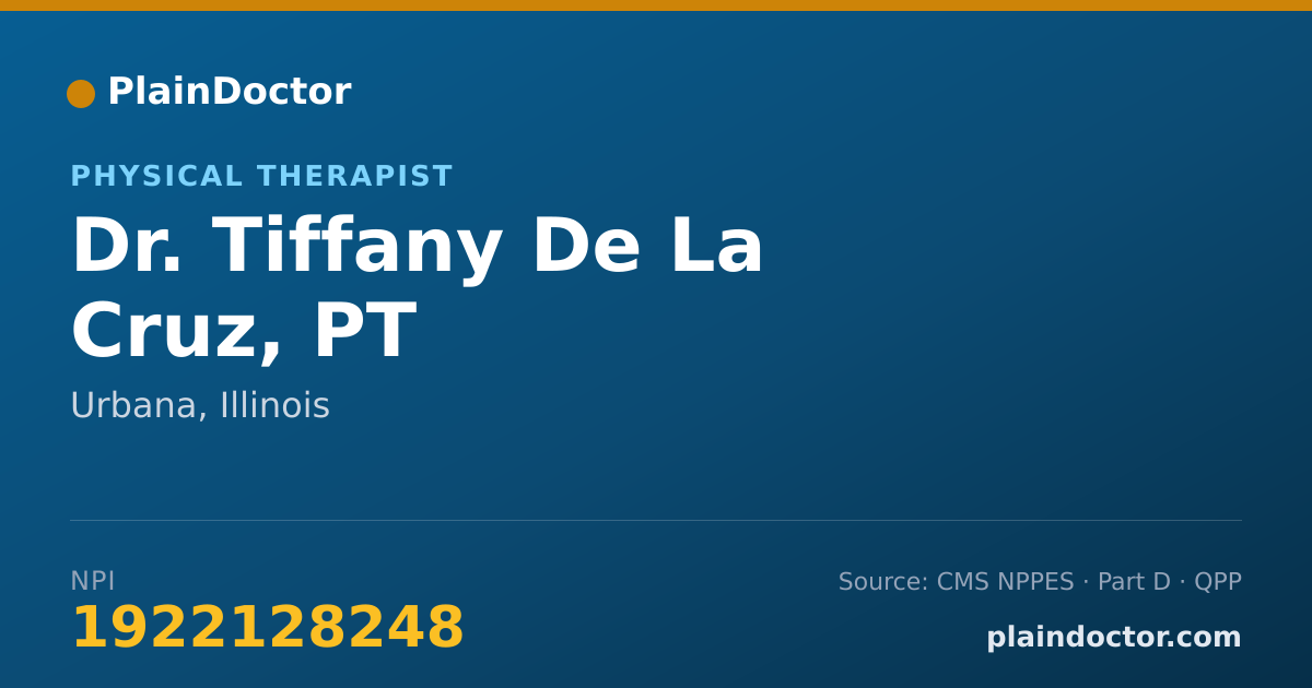 Shareable card for Tiffany De La Cruz, PT - Physical Therapist, Urbana, IL