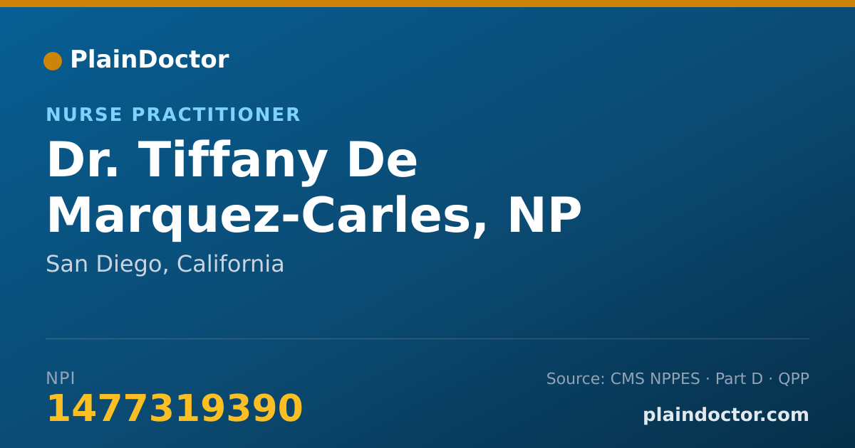 Shareable card for Tiffany De Marquez-Carles, NP - Nurse Practitioner, San Diego, CA
