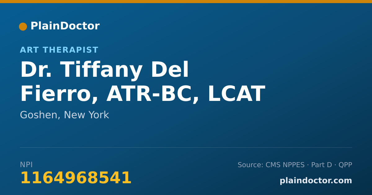 Shareable card for Tiffany Del Fierro, ATR-BC, LCAT - Art Therapist, Goshen, NY