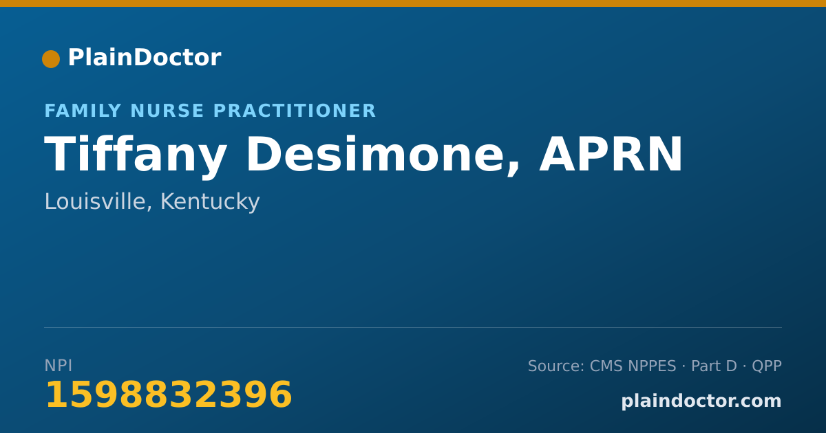 Shareable card for Tiffany Desimone, APRN - Family Nurse Practitioner, Louisville, KY