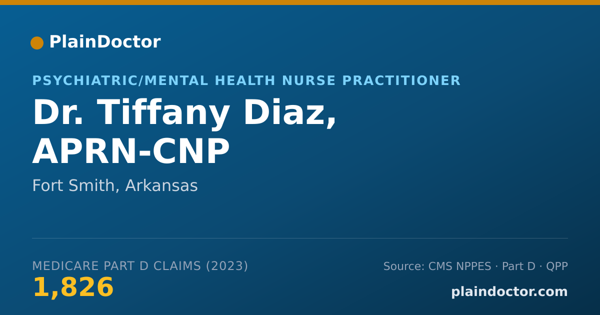 Shareable card for Tiffany Diaz, APRN-CNP - Psychiatric/Mental Health Nurse Practitioner, Fort Smith, AR