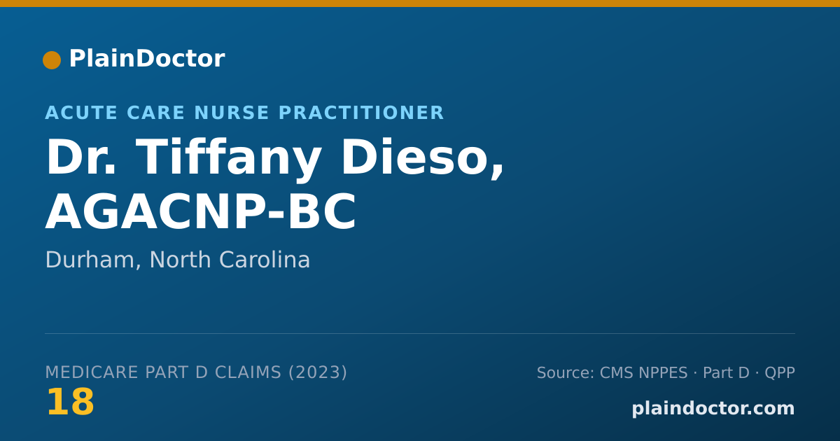 Shareable card for Tiffany Dieso, AGACNP-BC - Acute Care Nurse Practitioner, Durham, NC