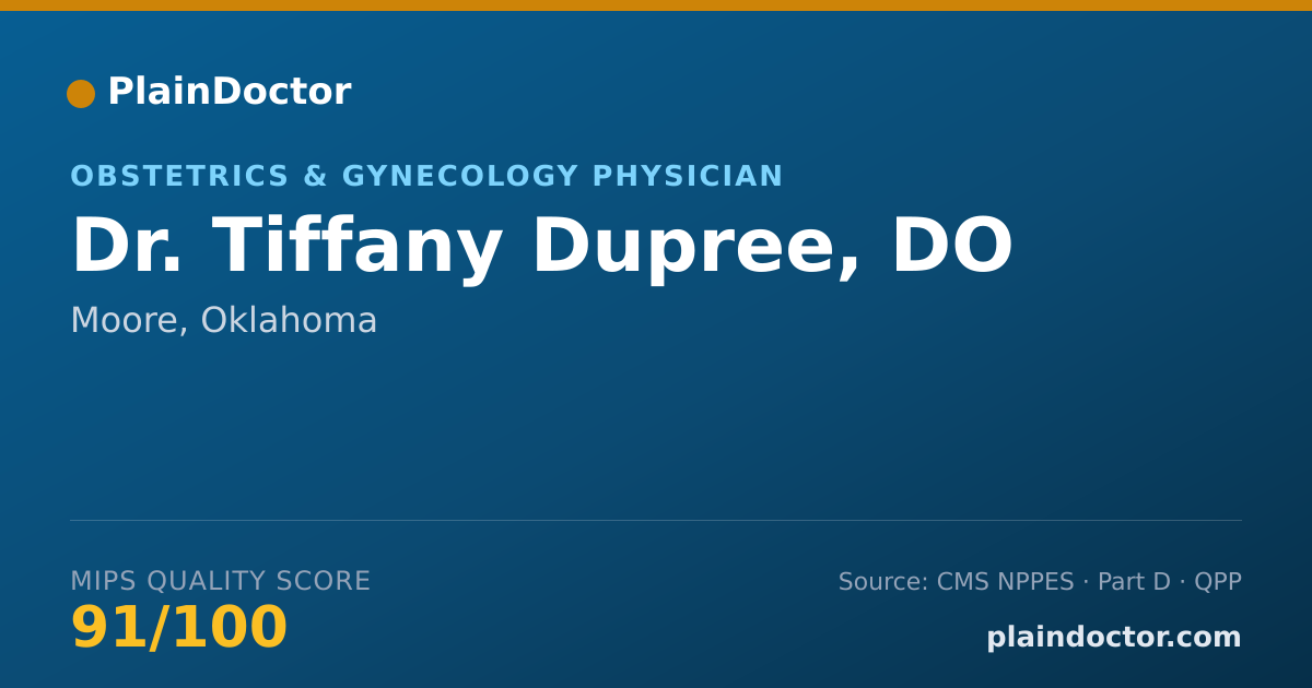 Shareable card for Tiffany Dupree, DO - Obstetrics & Gynecology Physician, Moore, OK