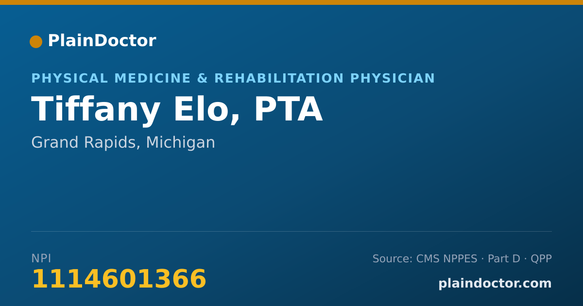 Shareable card for Tiffany Elo, PTA - Physical Medicine & Rehabilitation Physician, Grand Rapids, MI