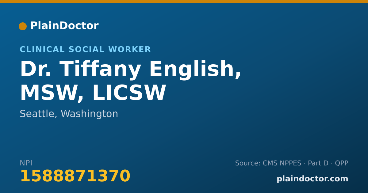 Shareable card for Tiffany English, MSW, LICSW - Clinical Social Worker, Seattle, WA