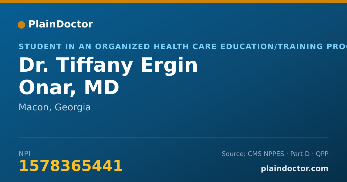 Shareable card for Tiffany Ergin Onar, MD - Student in an Organized Health Care Education/Training Program, Macon, GA