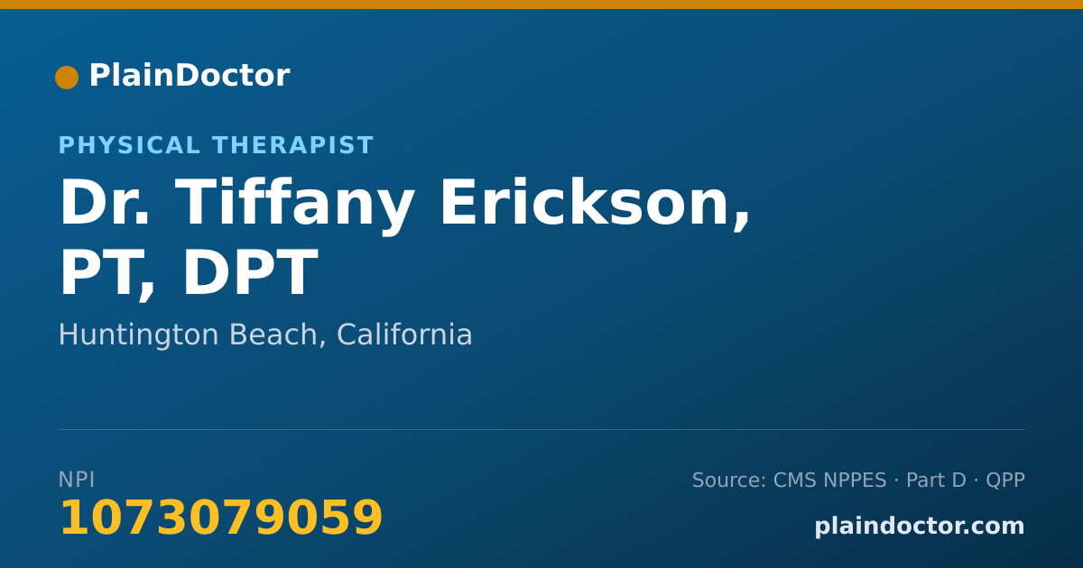 Shareable card for Tiffany Erickson, PT, DPT - Physical Therapist, Huntington Beach, CA
