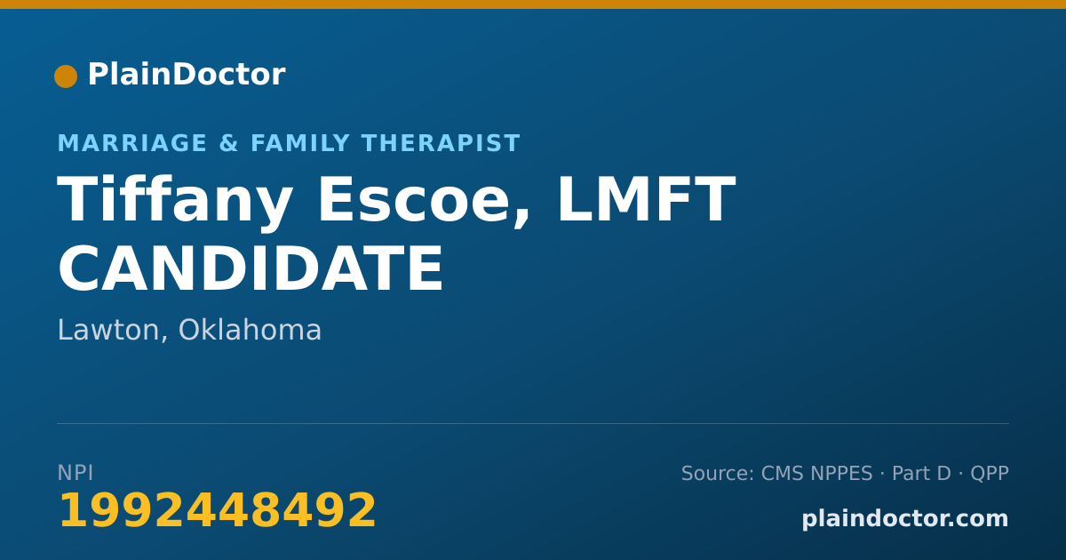 Shareable card for Tiffany Escoe, LMFT CANDIDATE - Marriage & Family Therapist, Lawton, OK