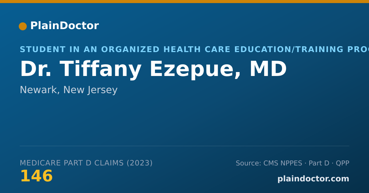 Shareable card for Tiffany Ezepue, MD - Student in an Organized Health Care Education/Training Program, Newark, NJ