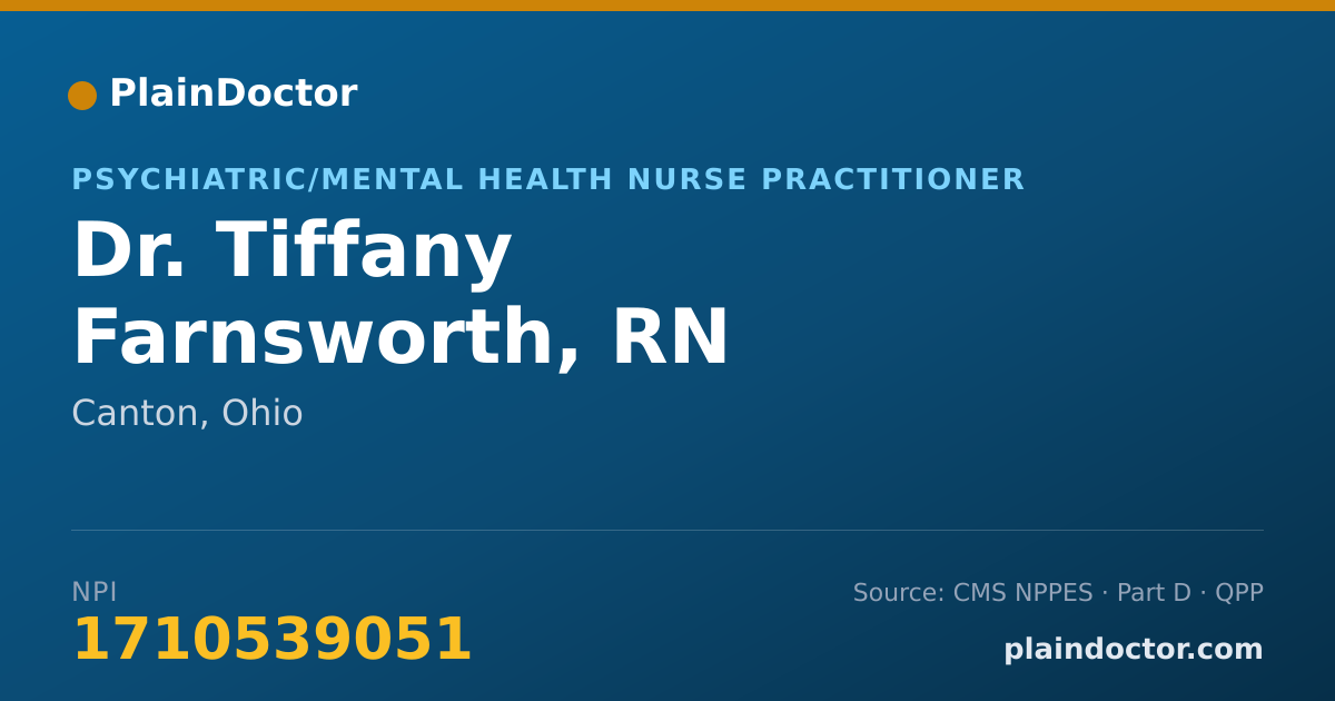 Shareable card for Tiffany Farnsworth, RN - Psychiatric/Mental Health Nurse Practitioner, Canton, OH