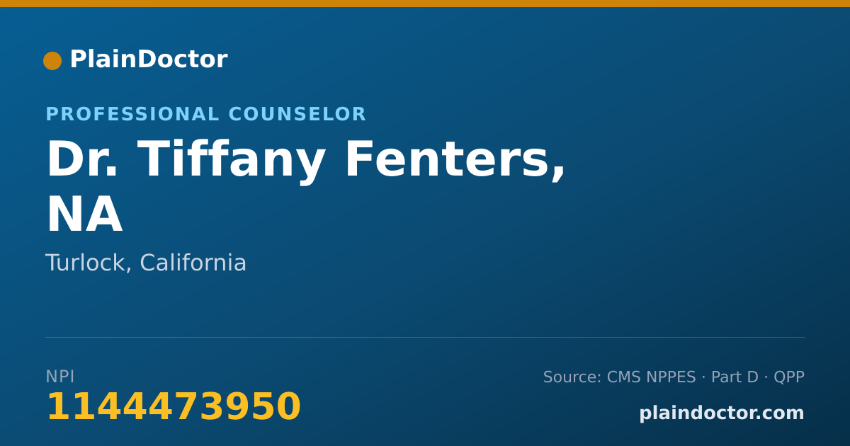 Shareable card for Tiffany Fenters, NA - Professional Counselor, Turlock, CA