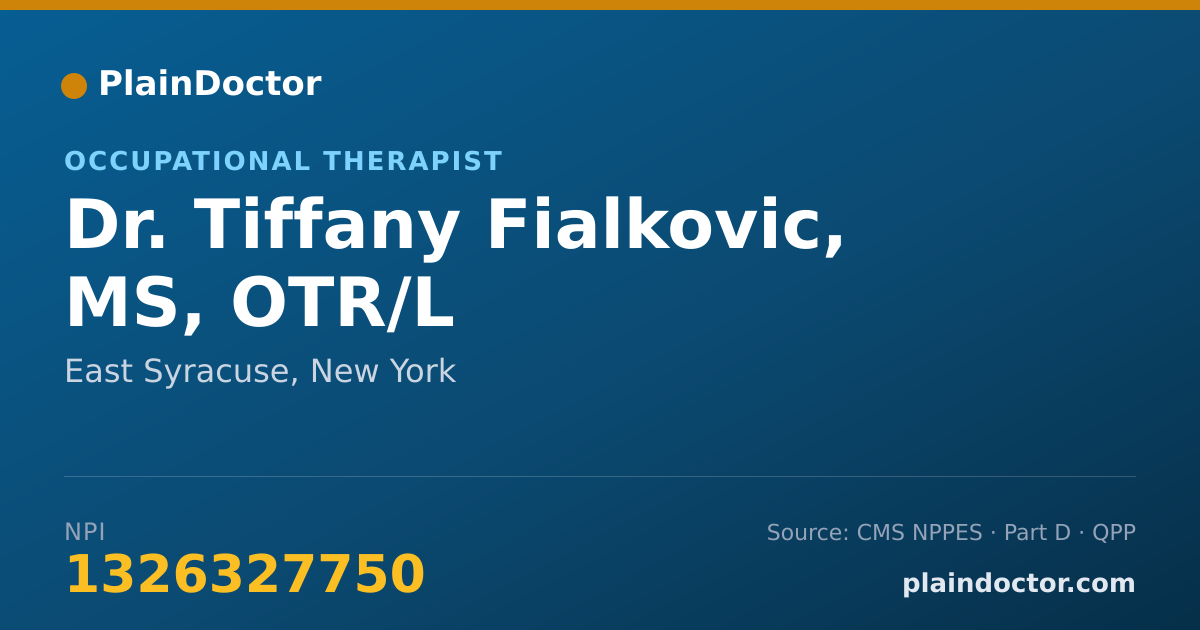 Shareable card for Tiffany Fialkovic, MS, OTR/L - Occupational Therapist, East Syracuse, NY