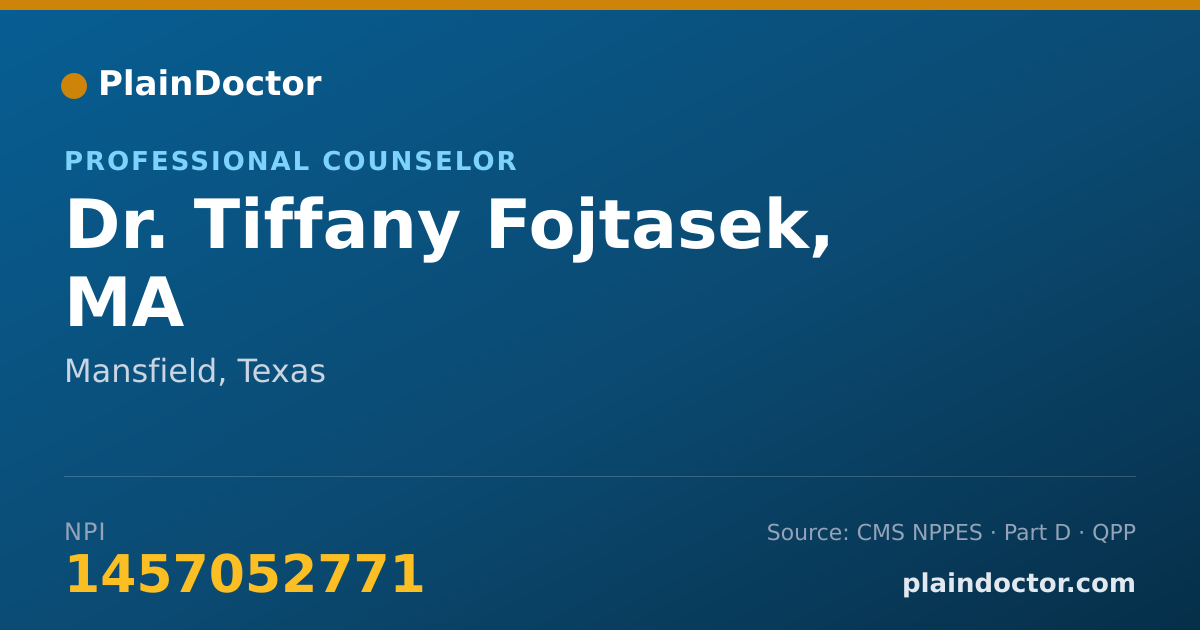 Shareable card for Tiffany Fojtasek, MA - Professional Counselor, Mansfield, TX
