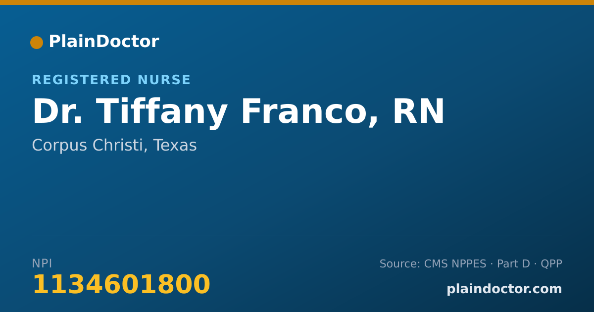 Shareable card for Tiffany Franco, RN - Registered Nurse, Corpus Christi, TX