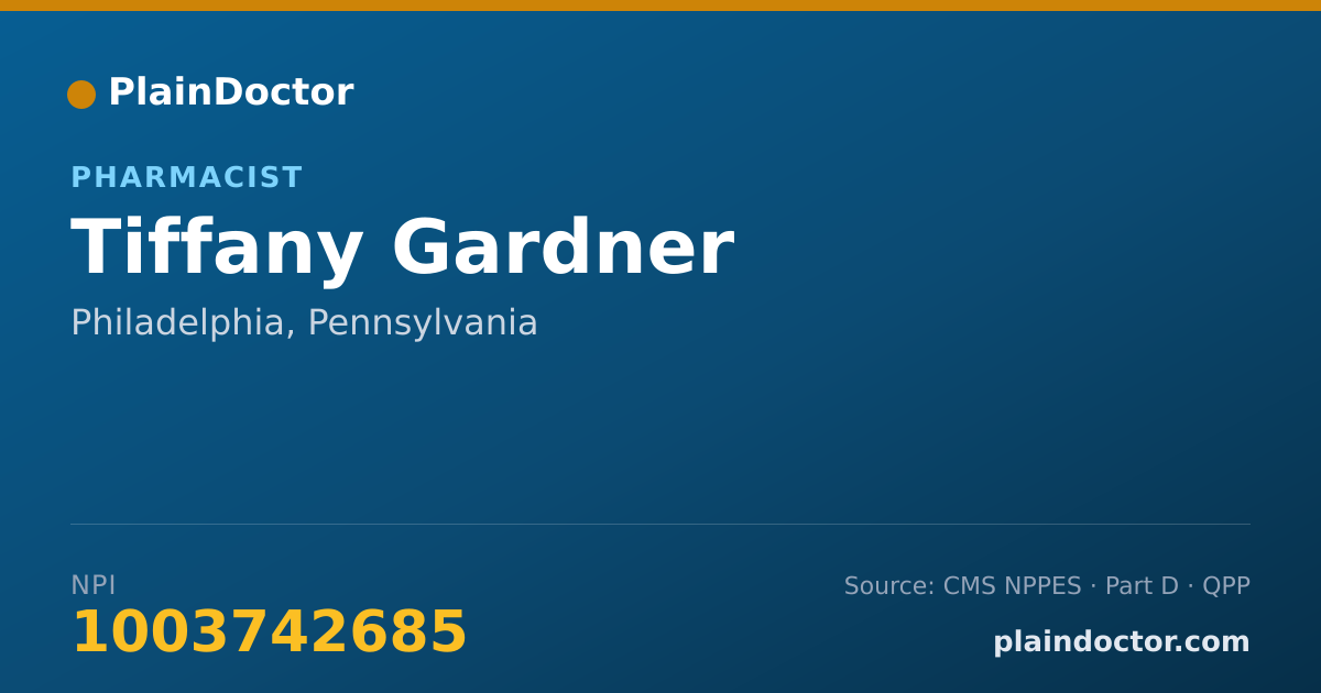 Shareable card for Tiffany Gardner - Pharmacist, Philadelphia, PA