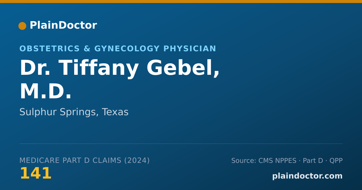 Shareable card for Tiffany Gebel, M.D. - Obstetrics & Gynecology Physician, Sulphur Springs, TX