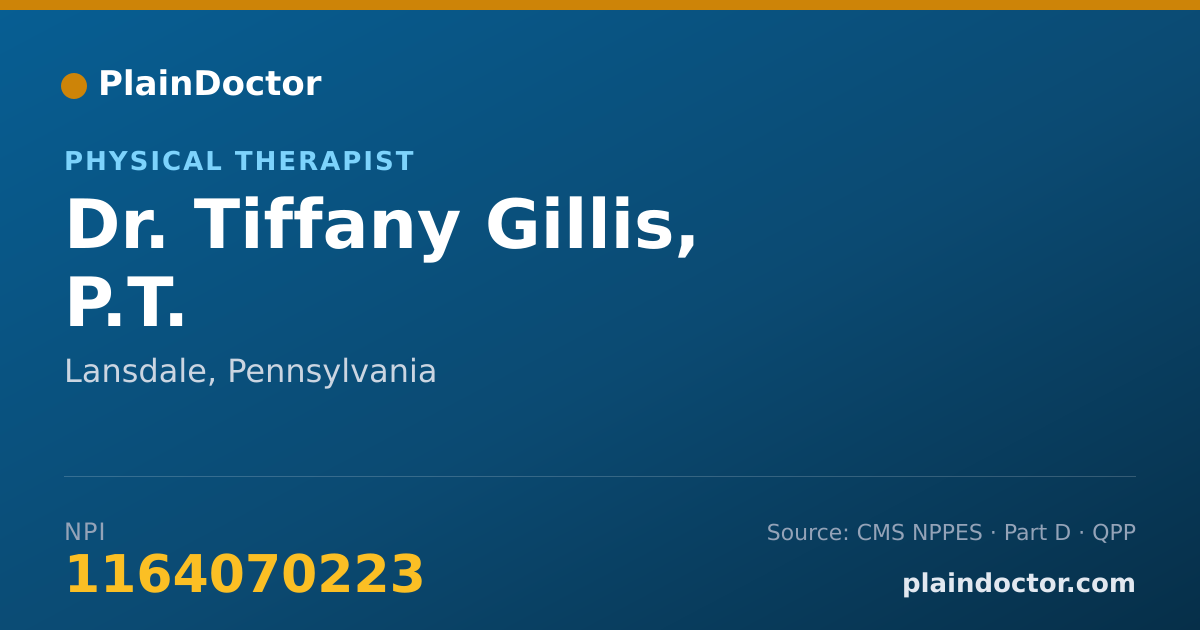 Shareable card for Tiffany Gillis, P.T. - Physical Therapist, Lansdale, PA