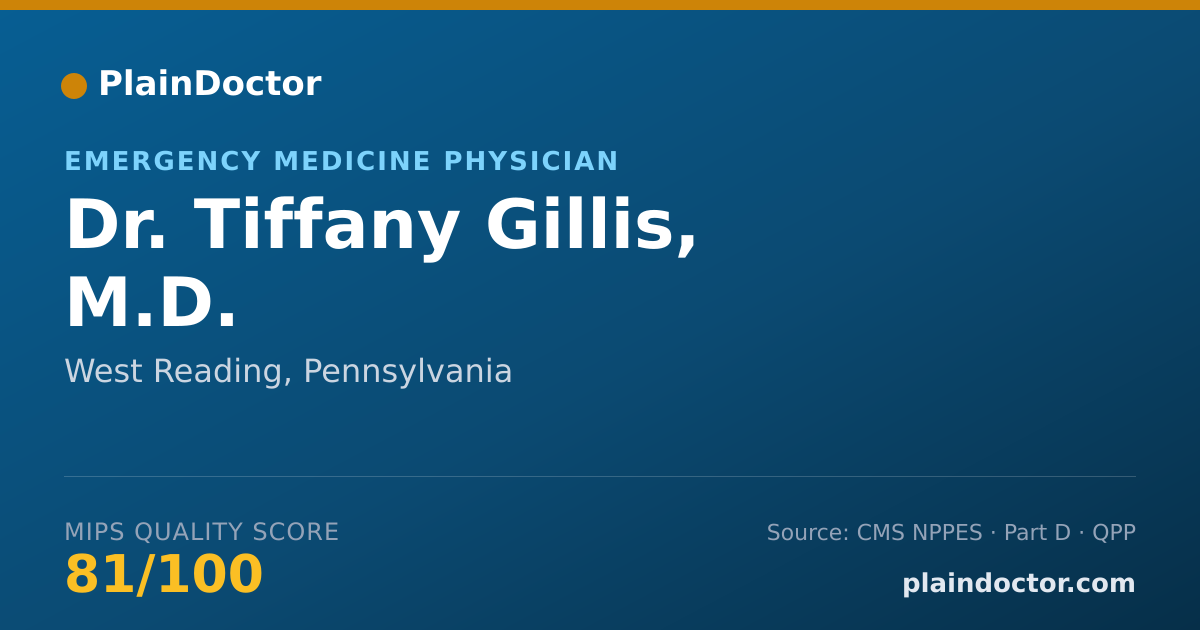 Shareable card for Tiffany Gillis, M.D. - Emergency Medicine Physician, West Reading, PA