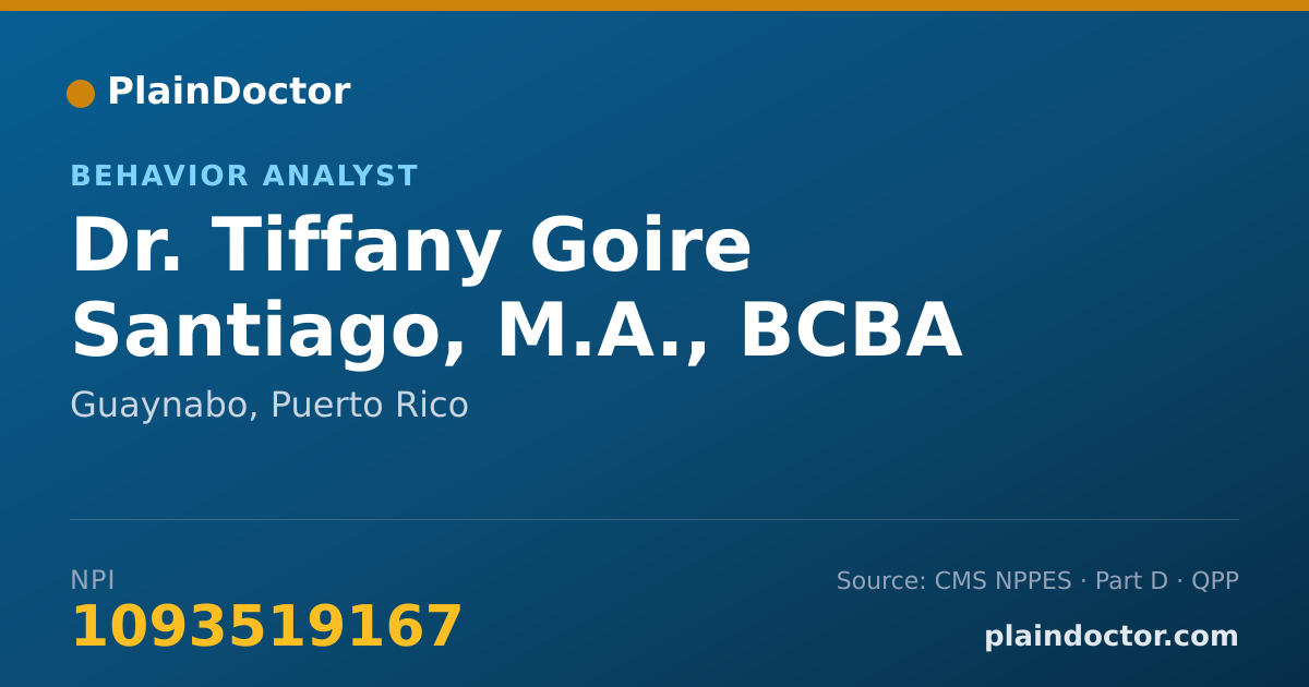 Shareable card for Tiffany Goire Santiago, M.A., BCBA - Behavior Analyst, Guaynabo, PR