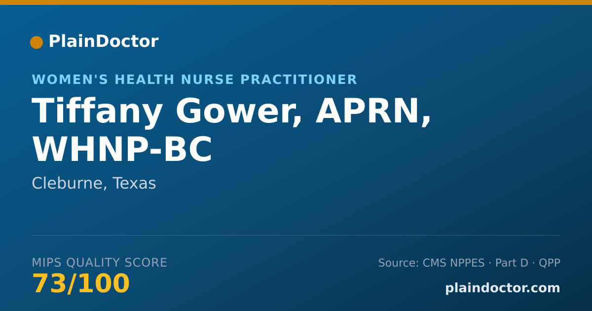 Shareable card for Tiffany Gower, APRN, WHNP-BC - Women's Health Nurse Practitioner, Cleburne, TX