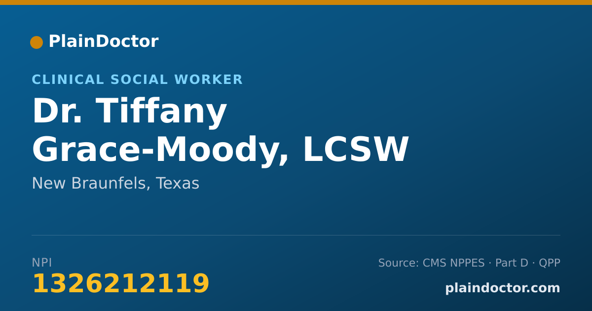 Shareable card for Tiffany Grace-Moody, LCSW - Clinical Social Worker, New Braunfels, TX
