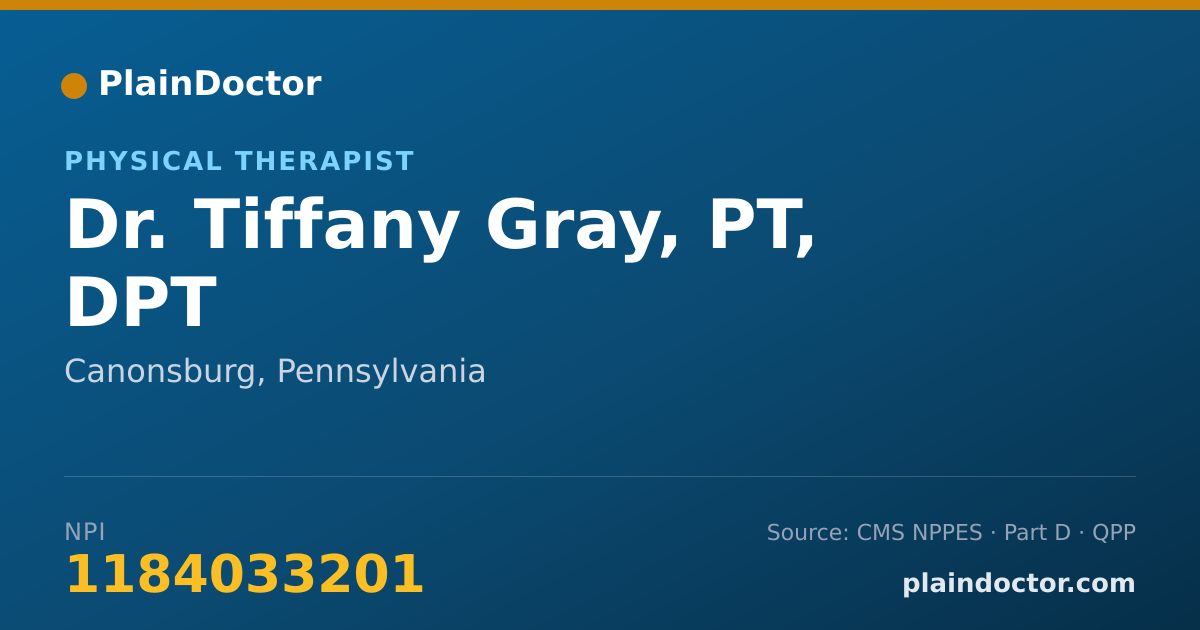 Shareable card for Tiffany Gray, PT, DPT - Physical Therapist, Canonsburg, PA