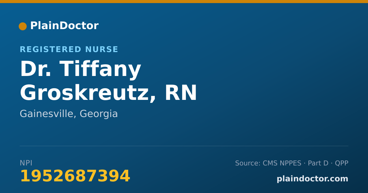 Shareable card for Tiffany Groskreutz, RN - Registered Nurse, Gainesville, GA