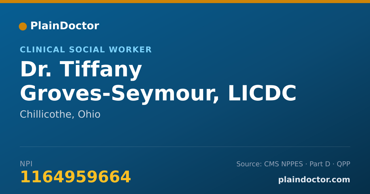 Shareable card for Tiffany Groves-Seymour, LICDC - Clinical Social Worker, Chillicothe, OH