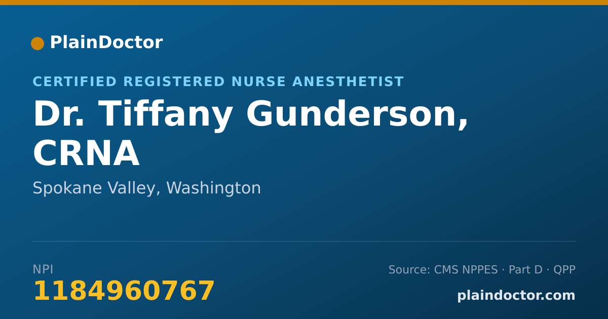 Shareable card for Tiffany Gunderson, CRNA - Certified Registered Nurse Anesthetist, Spokane Valley, WA