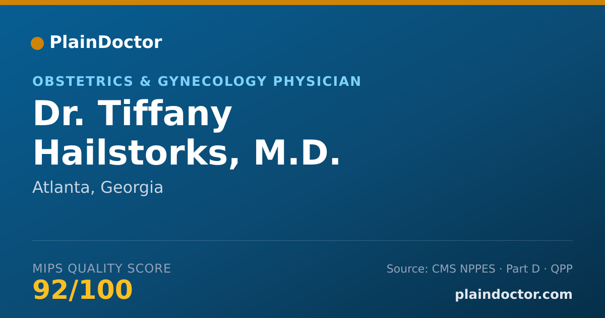 Shareable card for Tiffany Hailstorks, M.D. - Obstetrics & Gynecology Physician, Atlanta, GA