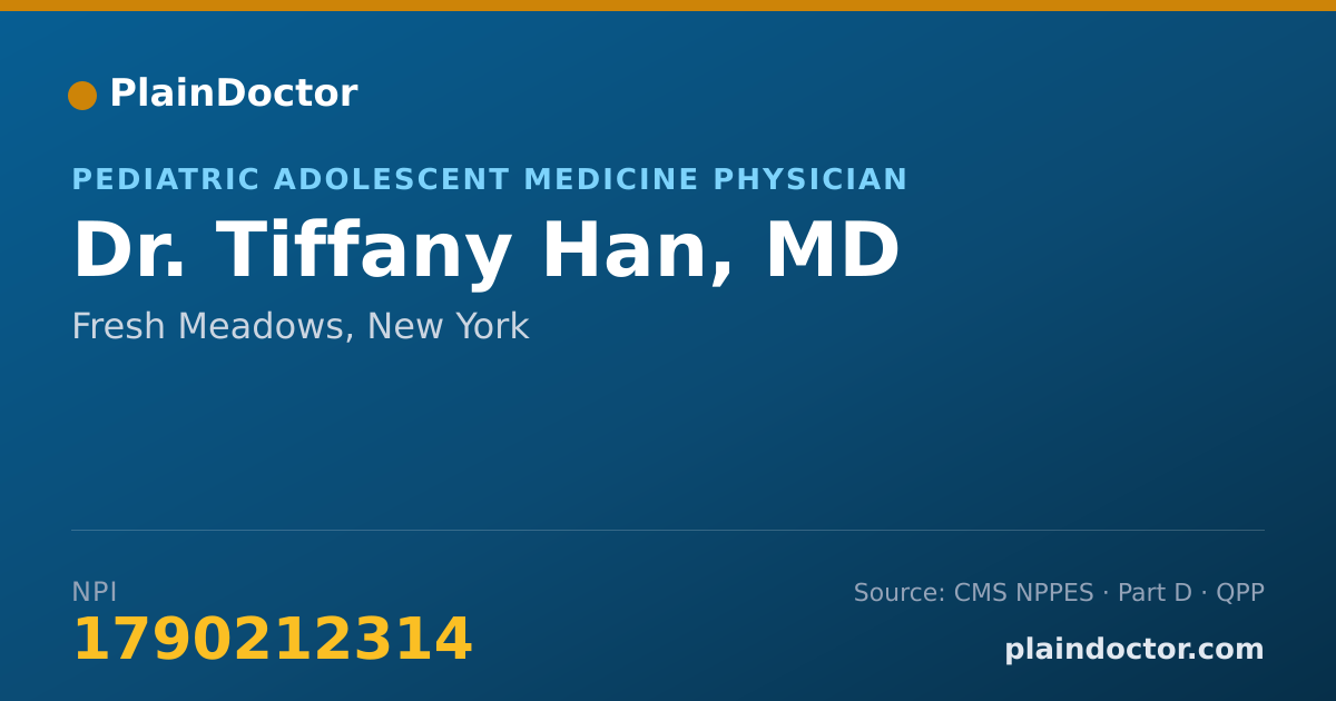 Shareable card for Tiffany Han, MD - Pediatric Adolescent Medicine Physician, Fresh Meadows, NY