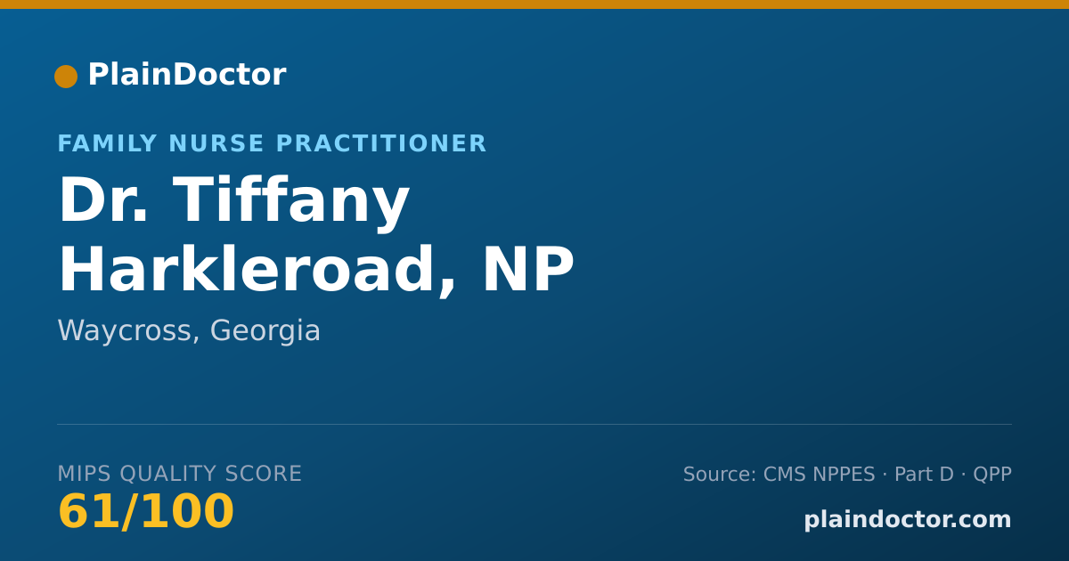 Shareable card for Tiffany Harkleroad, NP - Family Nurse Practitioner, Waycross, GA