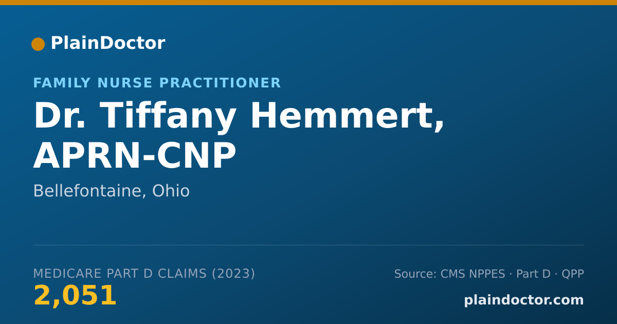 Shareable card for Tiffany Hemmert, APRN-CNP - Family Nurse Practitioner, Bellefontaine, OH