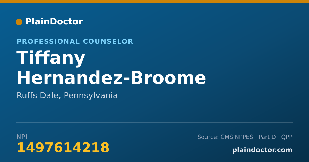Shareable card for Tiffany Hernandez-Broome - Professional Counselor, Ruffs Dale, PA