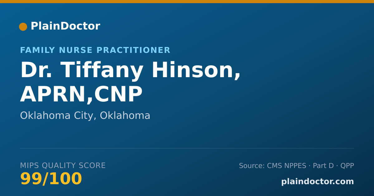 Shareable card for Tiffany Hinson, APRN,CNP - Family Nurse Practitioner, Oklahoma City, OK