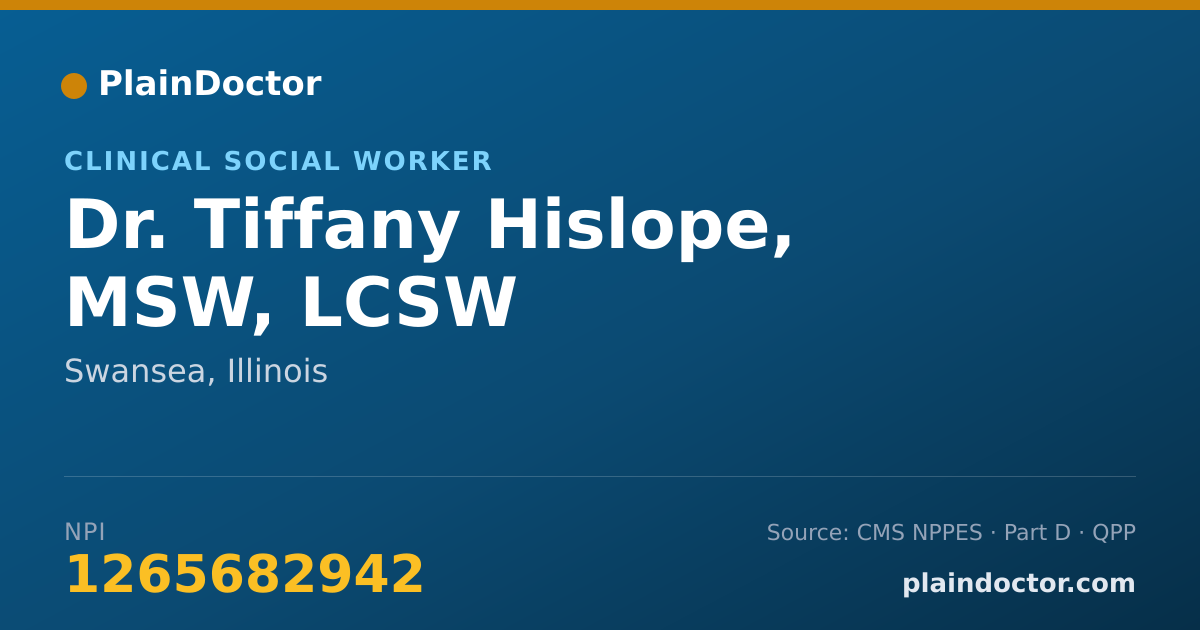 Shareable card for Tiffany Hislope, MSW, LCSW - Clinical Social Worker, Swansea, IL
