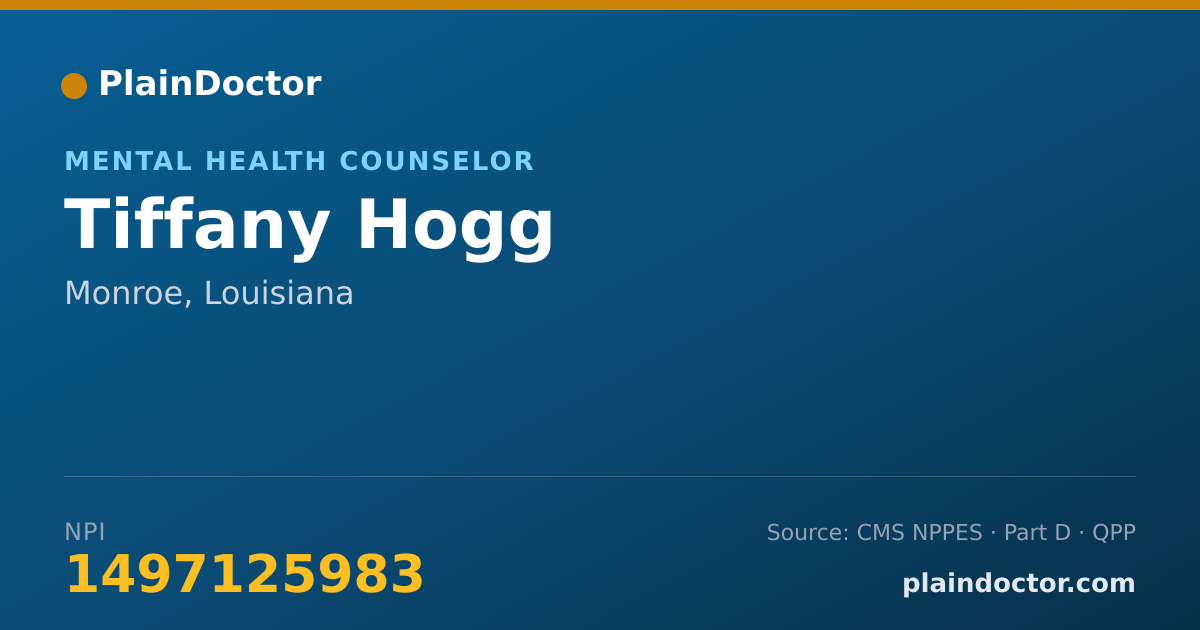 Shareable card for Tiffany Hogg - Mental Health Counselor, Monroe, LA
