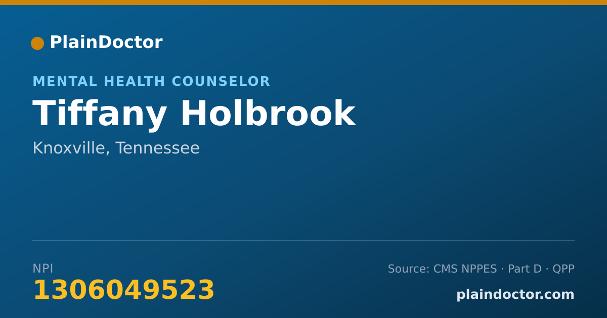 Shareable card for Tiffany Holbrook - Mental Health Counselor, Knoxville, TN