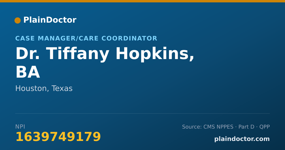Shareable card for Tiffany Hopkins, BA - Case Manager/Care Coordinator, Houston, TX