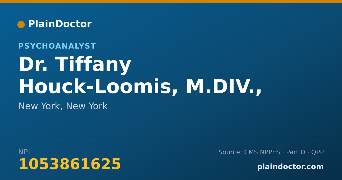 Shareable card for Tiffany Houck-Loomis, M.DIV., PH.D., L.P. - Psychoanalyst, New York, NY